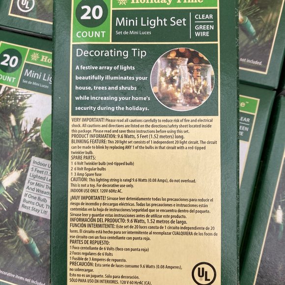 Mini Light Sets, 20-light strand, Warm Clear Bulb, Green Wire, Set of 20 - Picture 3 of 3